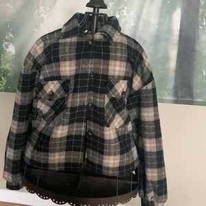 Plaid synthetic wool jacket size medium